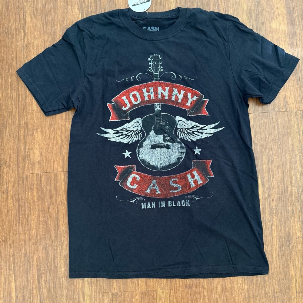 Johnny Cash Museum T-Shirt Black Tee Mens Adult Medium Wing Guitar Nashville